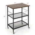 thumbnail image 5 of Barara King Baker's Rack, Microwave Stand,Bun Pan Sheet Rack, Kitchen Storage Shelf Rack,3-Tier Kitchen Serving Cart Utility Standing Microwave Rack with Hooks Brown, 5 of 8