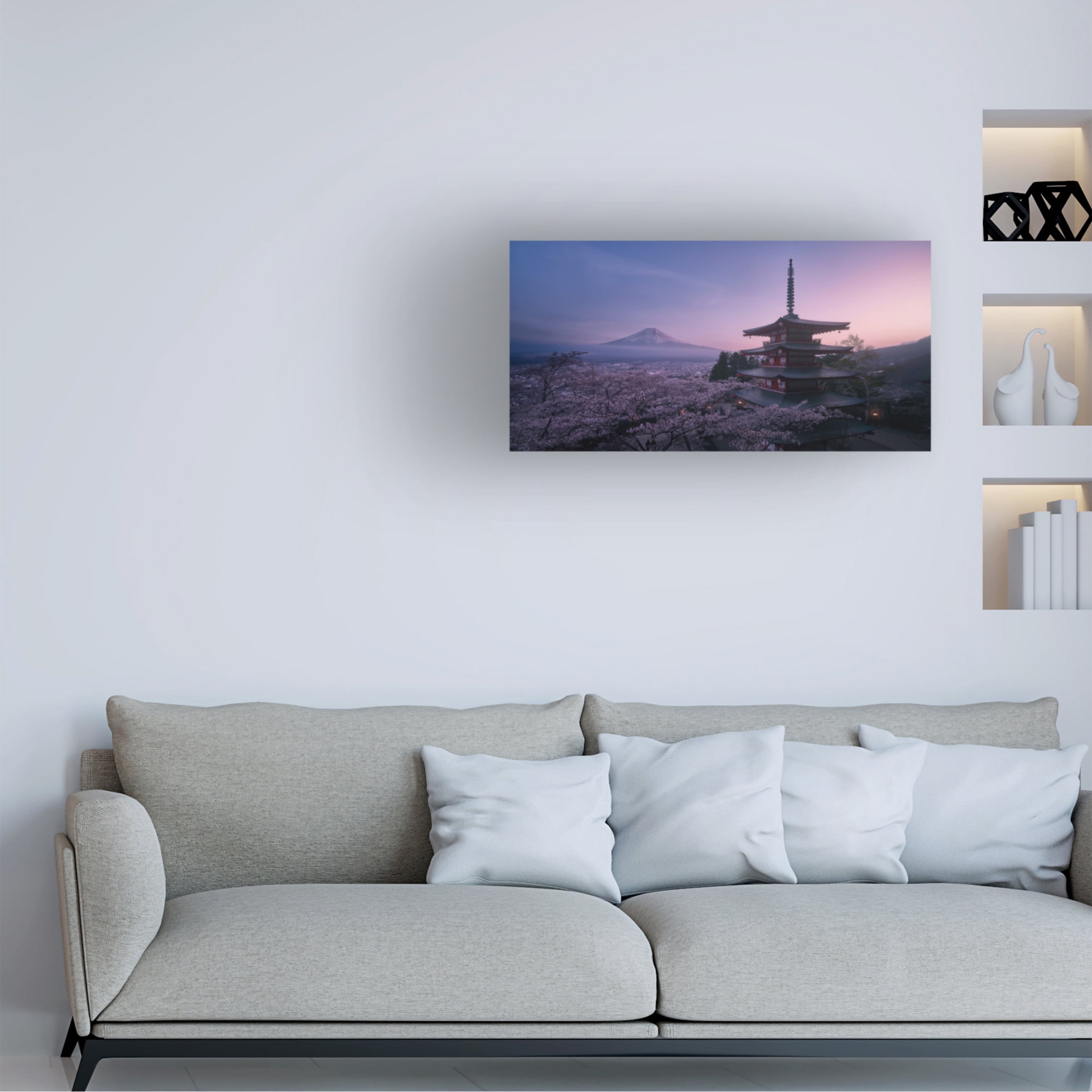 Canvas Wall Art - Javier De La 'Mt Fuji Sakura' Wall Art for Living Room, Bedroom, or Office D?cor by Trademark Fine Art - 24 x 12 Inches