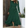 thumbnail image 4 of FreshPretty Womens Boho Cocktail Maxi Dress Fall Fashion V Neck Long Sleeve Swiss Dot Flowy Slit Wedding Guest Dresses, 4 of 6
