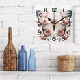 thumbnail image 3 of Wall Clock Square Silent Non-Ticking Floral on A Butterfly Retro Battery Operated Clock 7.78 inch Home Kitchen Office Decoration, 3 of 7