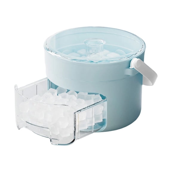 EverydayNest Ice Cube Maker,25-Cube Ice Bucket for Freezer with Lid,Portable Press-to-Release Tray with Handle,Food-Grade Stackable Ice Container,Light Blue,17.5cm