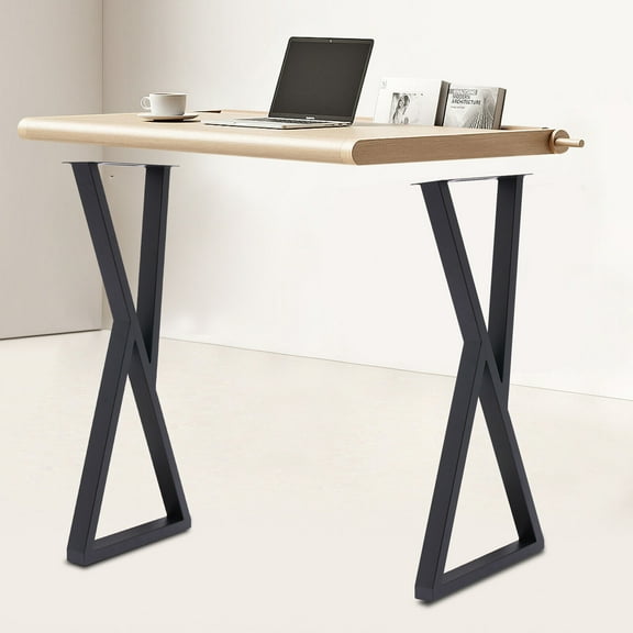 Miumaeov Set of 2 Industrial Steel Table Legs Modern DIY Dining Coffee Table Legs Desk Legs (Black, 32in)
