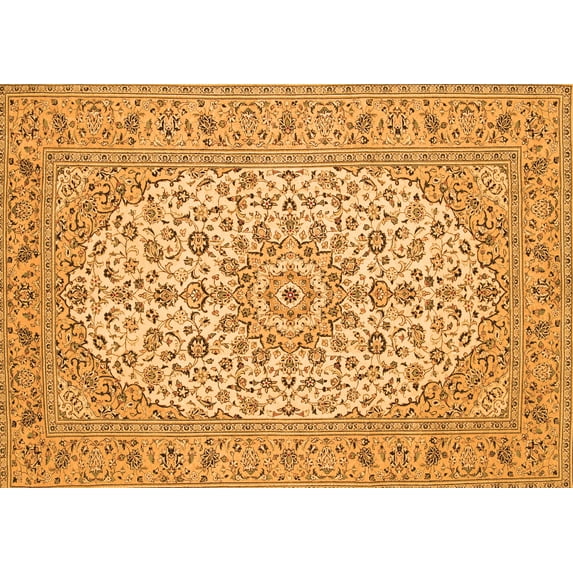 Ahgly Company Indoor Rectangle Medallion Orange Traditional Area Rugs, 8' x 10'