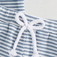 thumbnail image 4 of Kaprioy Toddler Boys Summer Clothes Short Sleeve Waffle Embroidery Striped T-Shirt Shorts 2Pcs Clothes Set 6 12 18 Months 2 3 4 5 T, 4 of 6
