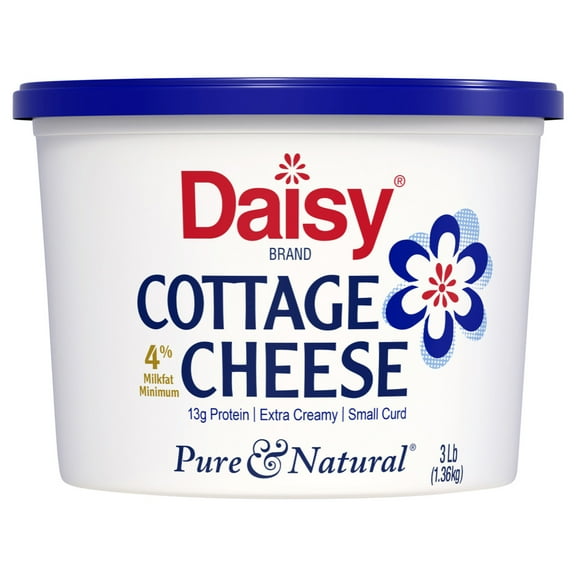 Daisy Pure and Natural Cottage Cheese, 4% Milkfat, 48 oz (3 lb) Tub (Refrigerated) – 13g of Protein per Serving