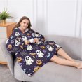 thumbnail image 5 of Oversized Wearable Blanket Hoodie,Dark Halloween Pattern Sherpa Blanket Hoodie with Super Pockets,Super Warm Fuzzy Pullover for Women & Men, 5 of 6