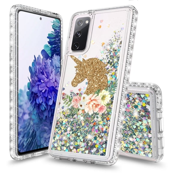 Bemz Liquid Quicksand Case for Samsung Galaxy S20 FE (with Touch Tool) - Gold Unicorn