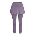 thumbnail image 6 of TGPMGRZ Skirted Leggings for Women Stretchy Breathable Workout Cropped Yoga Pants and Skirts with Pockets Purple Size L, 6 of 8