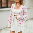 thumbnail image 6 of NAYTOAO Women Heart Print Cropped Cardigan Fall Long Sleeve V-Neck Open Front Knit Sweaters Casual Outerwear, 6 of 8