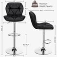thumbnail image 3 of Set de 2 Taburetes de Bar Yaheetech de Cuero PU Negro Giratorios, 3 of 9