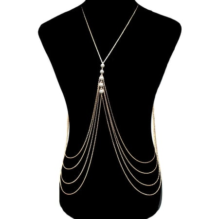 Zhuge Adjustable Boho-Chic Body Chain, Single Piece Trendy Body Jewelry Necklace for Summer Beach, Party & Festival Wear,A16