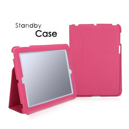 iPad 4 3 2 Pink PU Leather Slim Portfolio Case Flip Cover Stand w Sleep (Best Ipad 2 Portfolio Case)