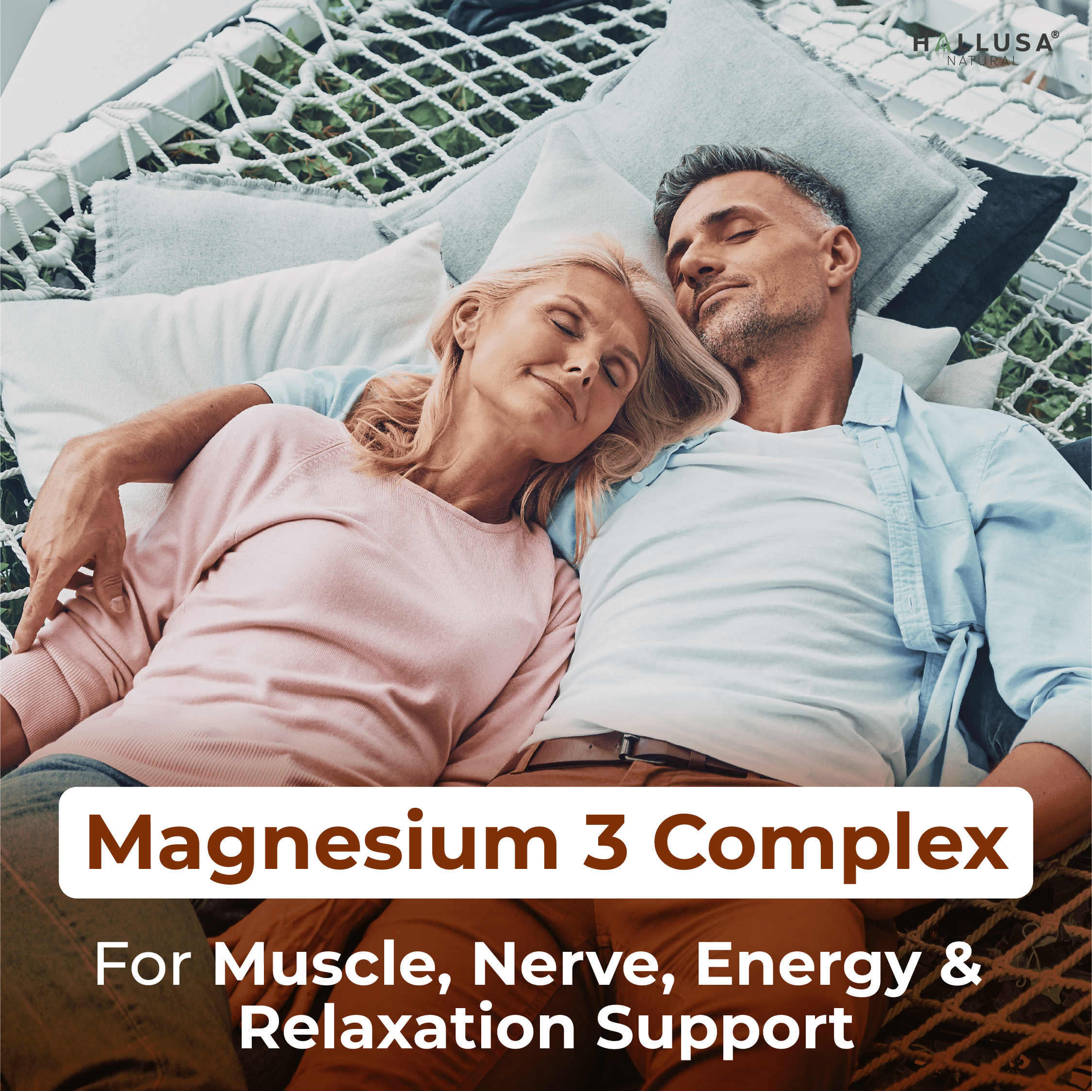 HALLUSA NATURAL Magnesium Complex Capsules 135mg with Malate, Citrate, Glycinate - 60 Count