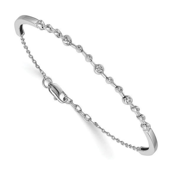 Diamond2Deal 14K White Gold 3mm Diamond Bangle Bracelet for Women