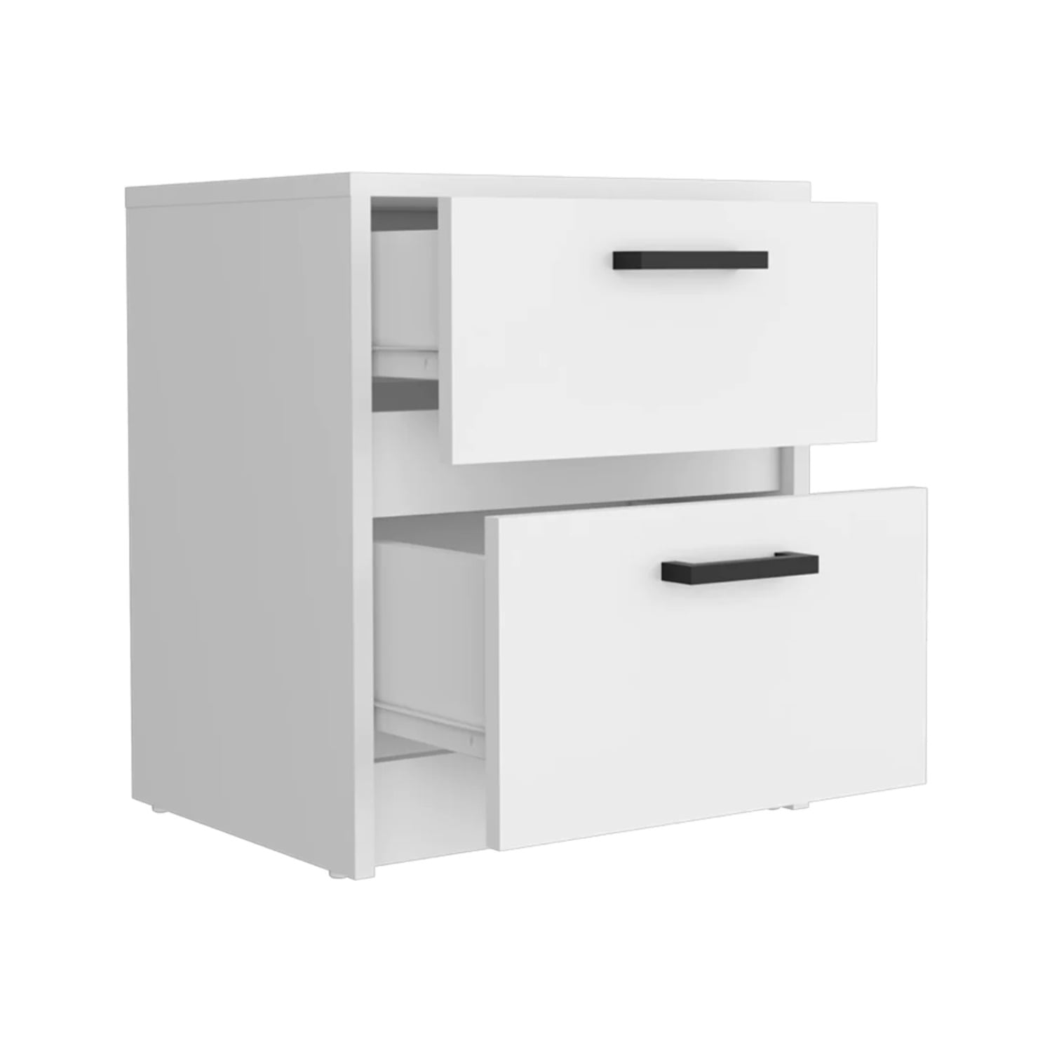 HomeRoots 19 in. Two Drawer Faux Wood Nightstand, White