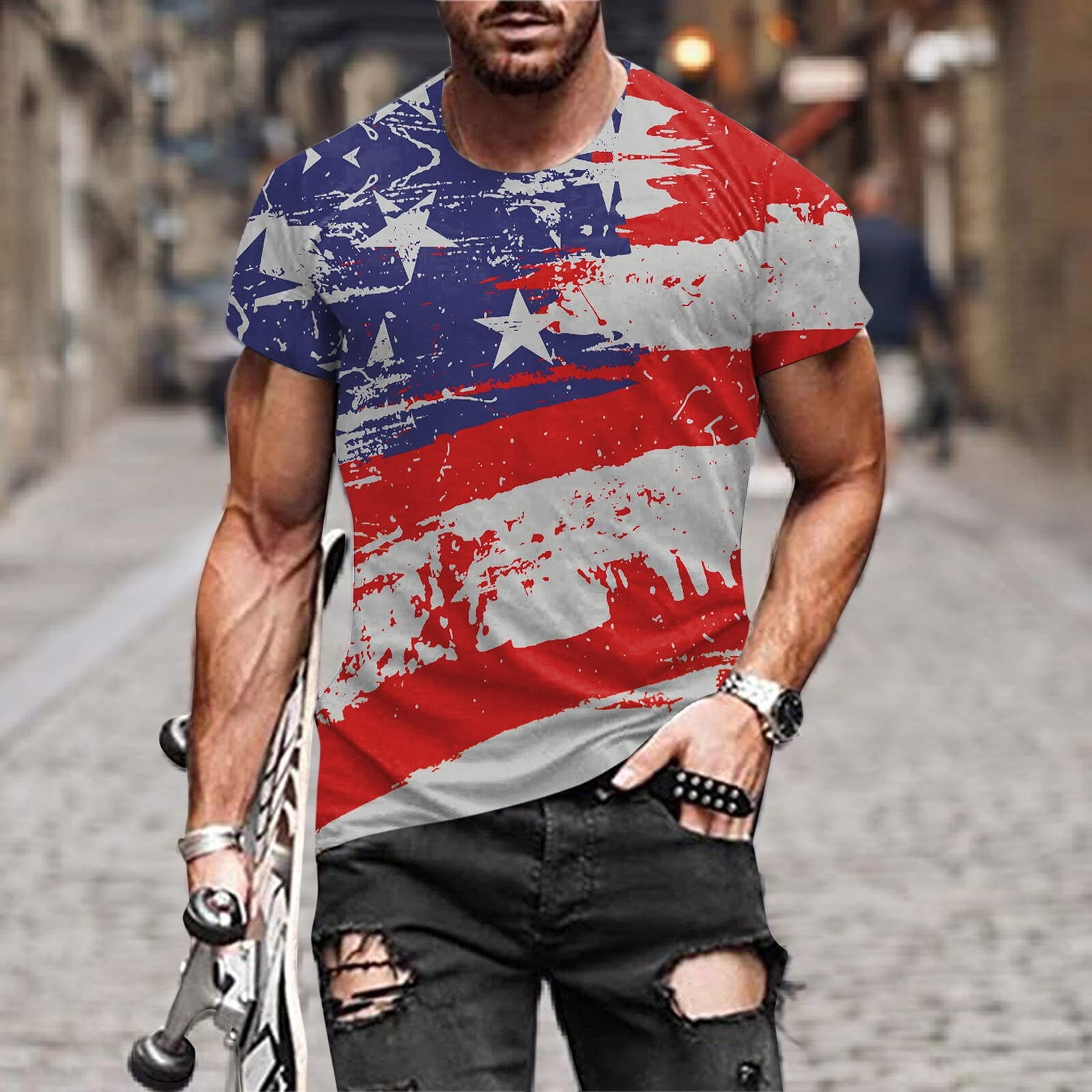 cllios Men's 4th of July Shirts Patriotic American Flag Print Tees ...
