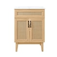 thumbnail image 7 of JONATHAN Y Javer 24 in. W x 18 in. D x 33 in. H, Rattan 2-Shelf, Bath Vanity Cabinet ONLY, Oak, VAN1009A, 7 of 7