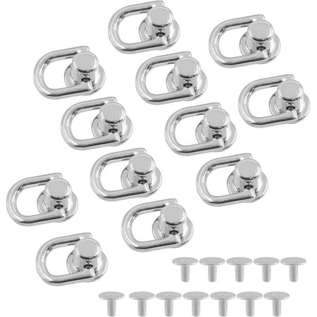 

12 Pcs D Ring Rivets D Ring Stud Screws Silver Ball Studs Rivets with Pull Ring for Leather Purse Wallet Crossbody DIY Craft