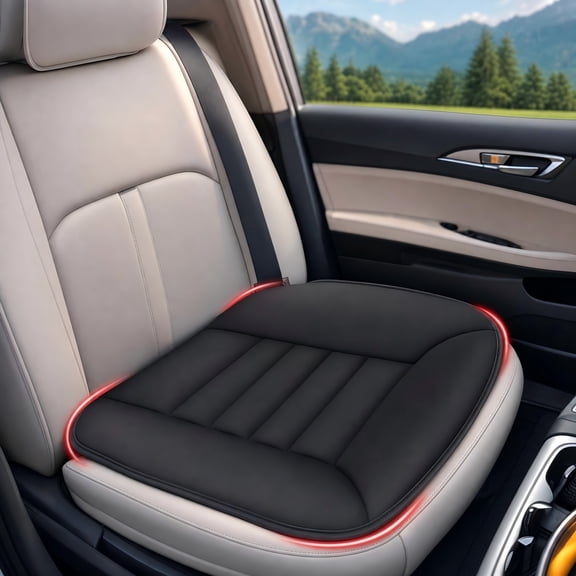 Memory Foam Car Seat Cushion 1.2" Thick Comfort Seat Pad, 20'' x 18.5'' Non‑Slip Bottom Seat Protector for Car Driver Seat, Office Chair and Home Use