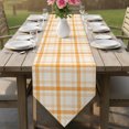 thumbnail image 6 of Orange Plaid Table Runner Linen Burlap Table Runner 60 Inches Long Fall Gingham Grids Striped Farmhouse Dresser Scarves for Kitchen Island Coffee Dining Room Party Wedding Holiday Decoration 13"x60", 6 of 8