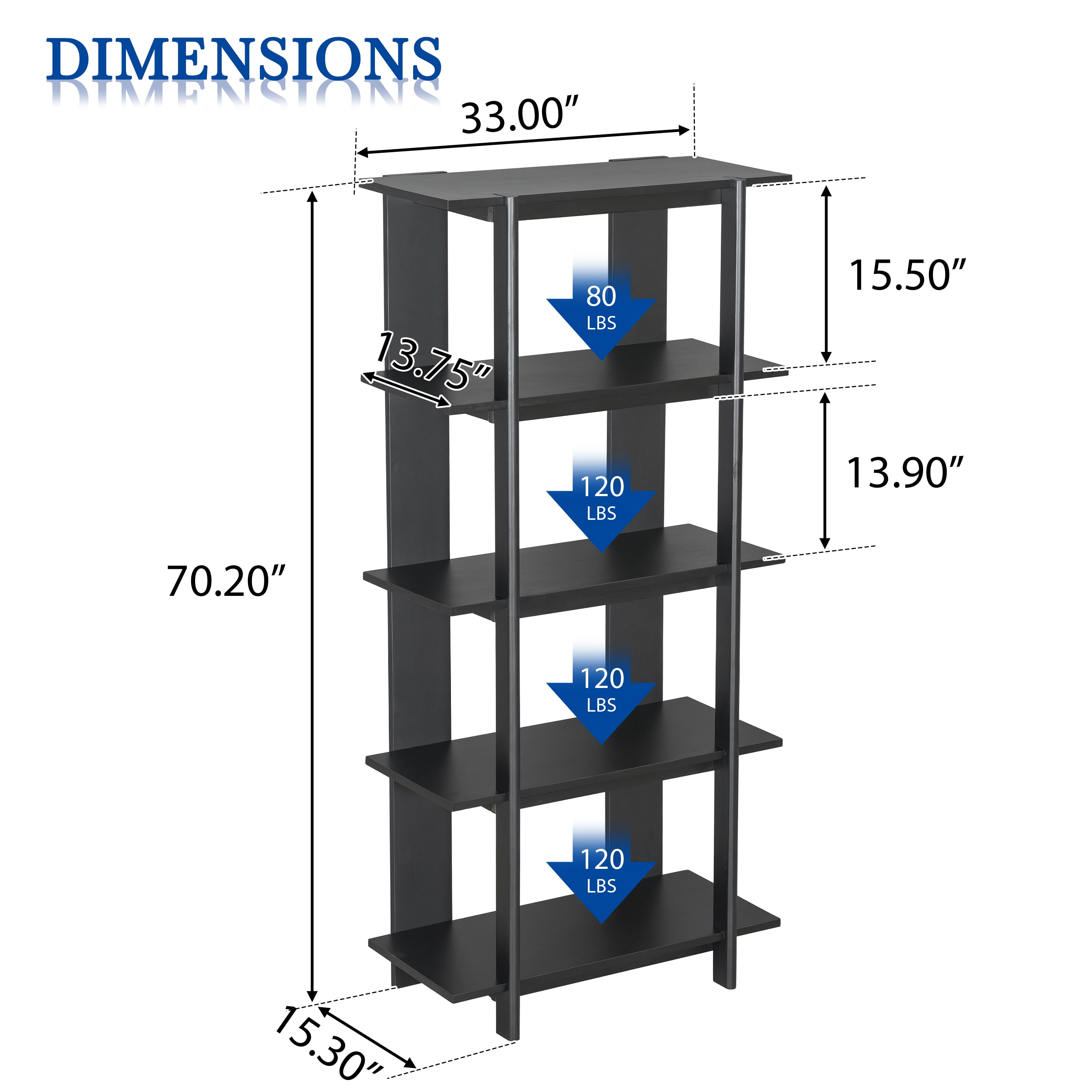 4-Tier Wooden Open Bookcase, Modern Acacia Wood Display Bookshelf