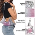 thumbnail image 3 of HDE Women's Metallic Mesh Evening Bag Braid Knotted Shoulder Purse Black/Pink/Silver, 3 of 6