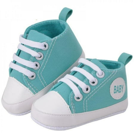 

Clearance!Casual Baby Shoes Kids Toddlers Canvas Cotton Crib Shoes Lace Up Prewalkers Solid Color First Walkers Green 12