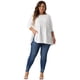 thumbnail image 2 of Blusas de peplum sueltas de manga larga y cuello redondo para mujeres de tallas grandes Agnes Orinda 1X en blanco, 2 of 6