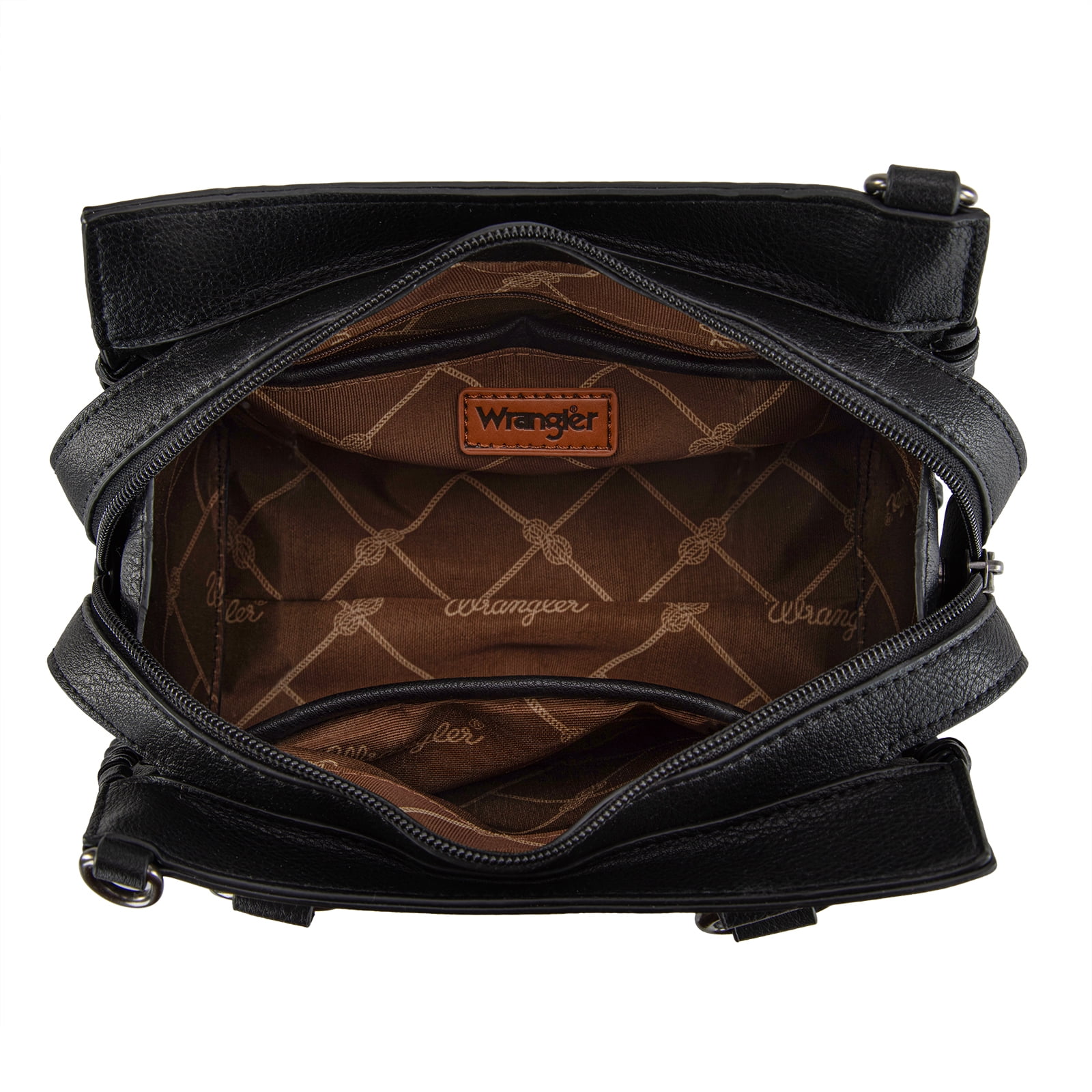 Wrangler Purses for Women Carry All Handbags Small Crossbody Purses with Zipper, Black