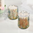 thumbnail image 2 of Yayeee 2 Pack Qtip Holder Bathroom Cotton Swab Canister with Lid Clear Dispenser Set, Colorful Wildflowers, 2 of 6