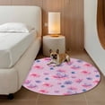 thumbnail image 3 of Spring Floral 6ft Round Rugs, Summer Botanical Purple Pink Flower Washable Non-Slip Area Rugs for Living Room Bedroom Kitchen, Soft Low Pile Dining Room Kicthen Circle Carpet, Indoor Floor Rug, 3 of 9