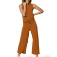 thumbnail image 6 of LISTHA Lounge Sets for Women 2 Piece Summer Mock Neck Lounge Sets Sleeveless Travel Matching Sets Casual Wide Leg Crop Pants Outfits Orange M, 6 of 6