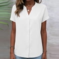thumbnail image 6 of Women Toos Ndbuld Women's Fashionable V-neck Button-down Short-sleeved Shirt Top White XXL, 6 of 6