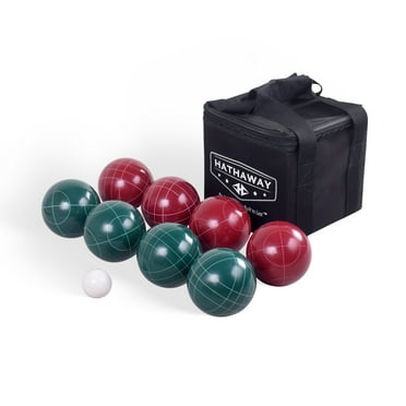 Hathaway Bocce Ball Set w/8 Bocce Balls, 1 Pallino Ball, & Nylon Carry Bag - Green & Red