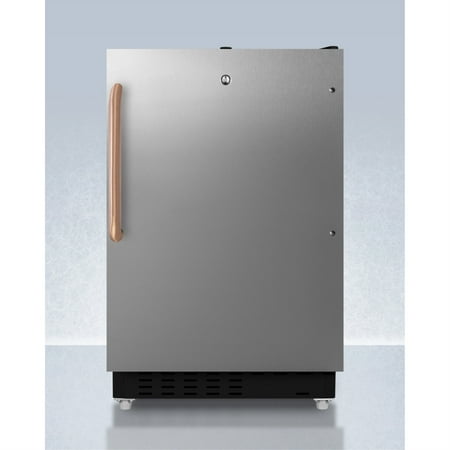 20  wide built-in undercounter ADA compliant refrigerator-freezer with a stainless steel door  front lock  and copper handle