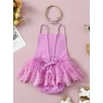 thumbnail image 3 of Mevireiy Baby Girls Boho Lace Embroidery Halter Romper Dress Tulle Backless Bodysuit,Purple,3-6 Months, 3 of 7