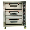thumbnail image 1 of Commercial Pizza Oven Triple-deck Movable Bakery Baking Oven Stainless Steel 6 Trays 220V Three-Phase, 1 of 14