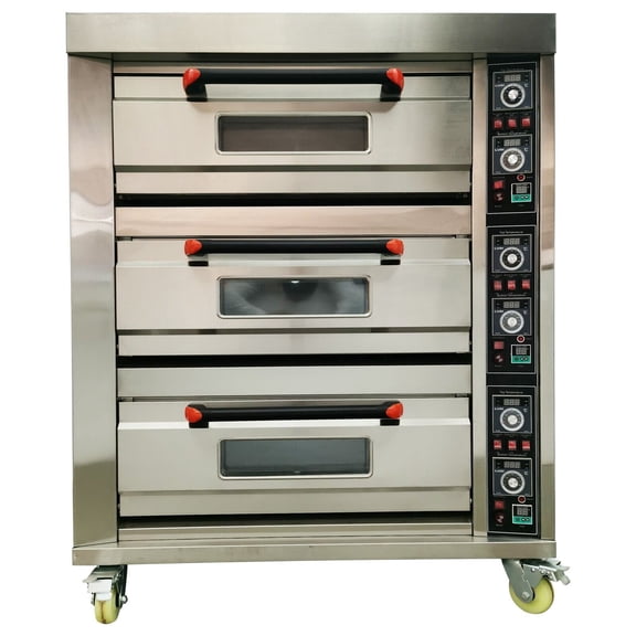PreAsion Commercial Independent Control Movable Electric Triple Pizza Oven 6 Baking Sheets 220V 3PH 19.8KW