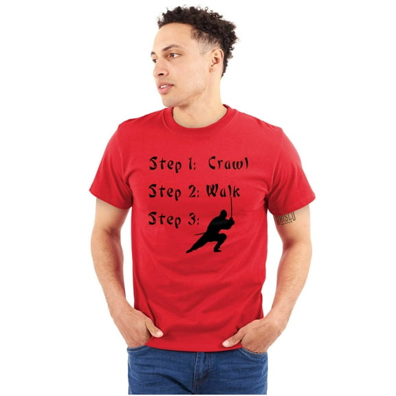 Crawl Walk Ninja Stealth Karate Men's Big & Tall Crewneck Graphic Tee Brisco Brands 2X