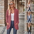 thumbnail image 2 of Women Sweater Jacket Open Stitch Knitted Solid Color Coat Loose Thermal Long Sleeved Commuting Dating Spring Fall Winter Outerwear, 2 of 8