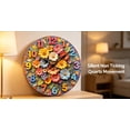 thumbnail image 6 of VOCOO 10" Wooden Colorful Chrysanthemum 3D Wall Clock, Silent Non-Ticking Movement, Vintage Boho, 6 of 10