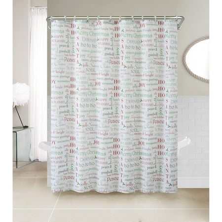 - VCNY Christmas Chic 13 Pc. Fabric Shower Curtain Set - Holiday Collage