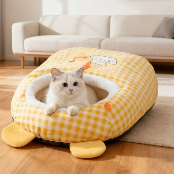 Warm Indoor Cat Bed For Winter Semi Enclosed Cozy Safe Resting Durable PP Material Pet Sleep Haven