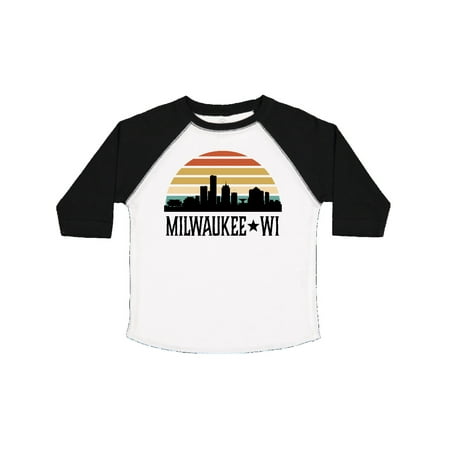 

Inktastic Milwaukee Wisconsin Skyline Retro Sunset Gift Toddler Boy or Toddler Girl T-Shirt