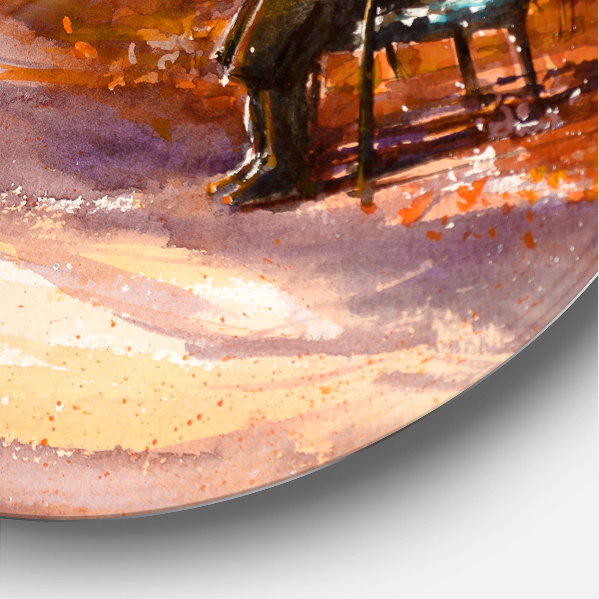Designart 'Path In The Park In Sunny Autumn Day' Country Circle Metal Wall Art 23x23 - Disc of 23