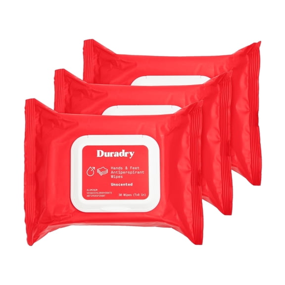 Duradry Whole Body Antiperspirant Wipes, 3 Pack