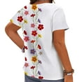 thumbnail image 2 of CLOOCL Flora Blouse Summer Women T-Shirt Short Sleeve Pullover Tops Plus Size, 2 of 6
