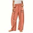 thumbnail image 2 of ZVAVZ Tween Girls Barrel Sweatpants Drawstring Wide Leg Lounge Pants Baggy Waist Contrast Patchwork Sweat Pants with Pockets Orange,140, 2 of 6