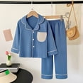 thumbnail image 2 of Wenfanal Pajamas for Kids Toddler Kids Pajamas Boys Long Sleeved Trousers Suit Comfortable Warm Casual Fashion Sports Suit Size 13-14 Years,Blue, 2 of 5