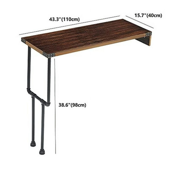 ivinta Bar Table, Bar Height Pub Table, Rectangle High Top Kitchen & Dining Tables with Pine Wood Top & Metal Leg, Indoor Use PIPE-BT11